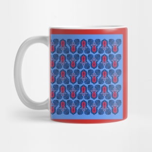 Turkish Tulip Damask Floral Pattern Red, Blue Mug